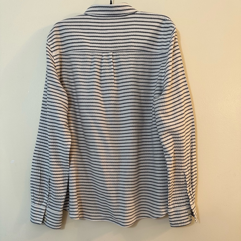 J. Crew Long Sleeve Button Front White/Navy Horizontal Stripe Cotton Top… - Picture 2 of 4